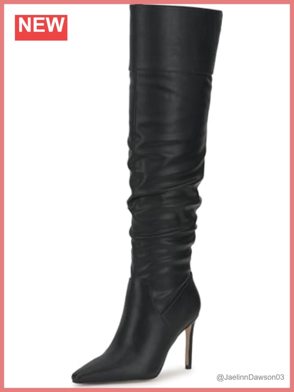 Women's Over the Knee Slouch Boot Faux Leather Stiletto Heel Pointed Toe